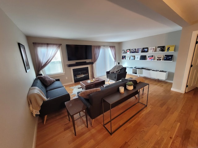 living room with light wood-type flooring