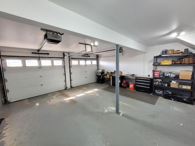 garage with a garage door opener