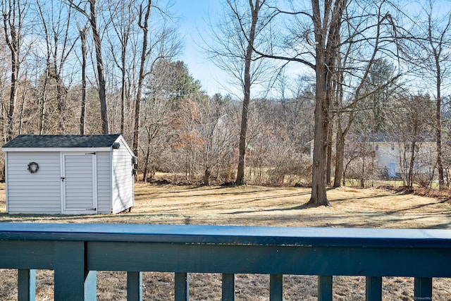 view of yard with a storage unit