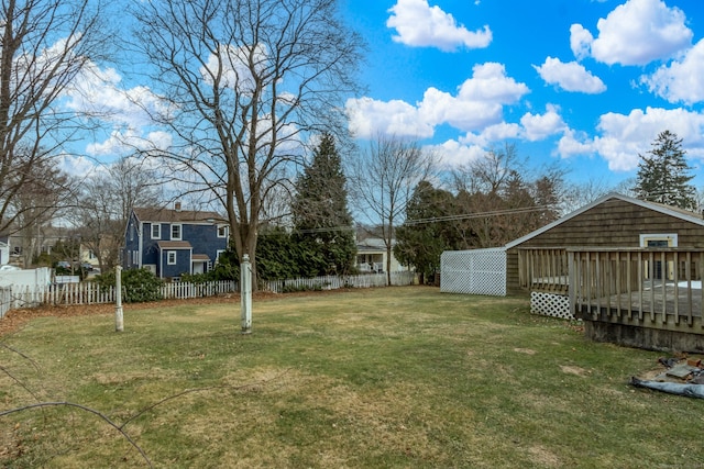 view of yard featuring a deck