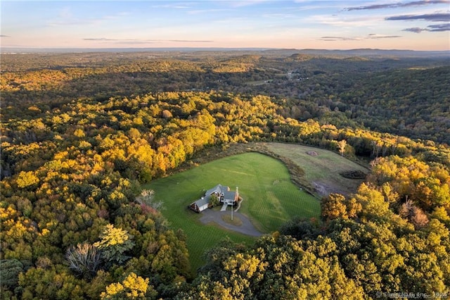 view of aerial view at dusk