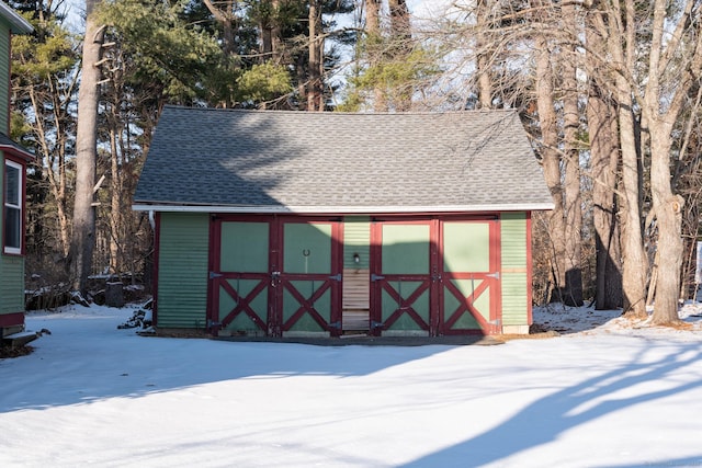 view of snow covered structure