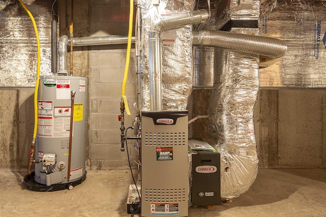utilities featuring heating unit and gas water heater