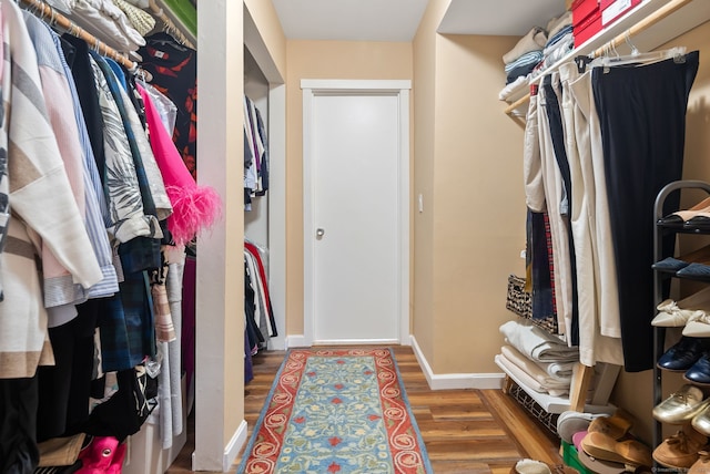 walk in closet featuring hardwood / wood-style flooring