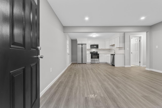 unfurnished living room featuring light hardwood / wood-style flooring