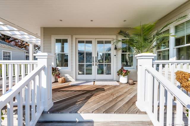 deck featuring french doors