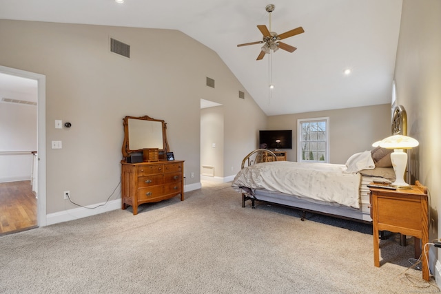 bedroom featuring visible vents, baseboards, and carpet floors