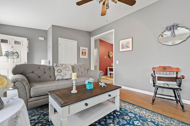 living room featuring wood-type flooring