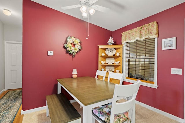 dining area featuring ceiling fan