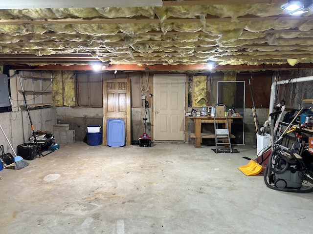 basement featuring electric panel