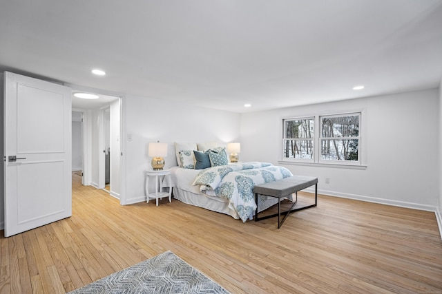 bedroom featuring light wood-type flooring