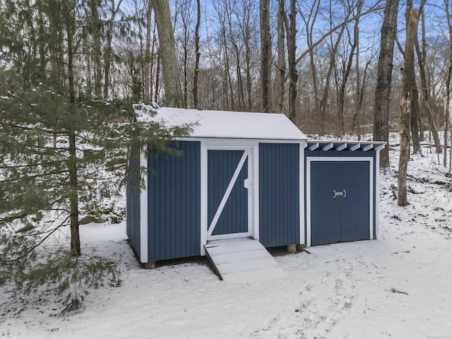 view of snow covered structure