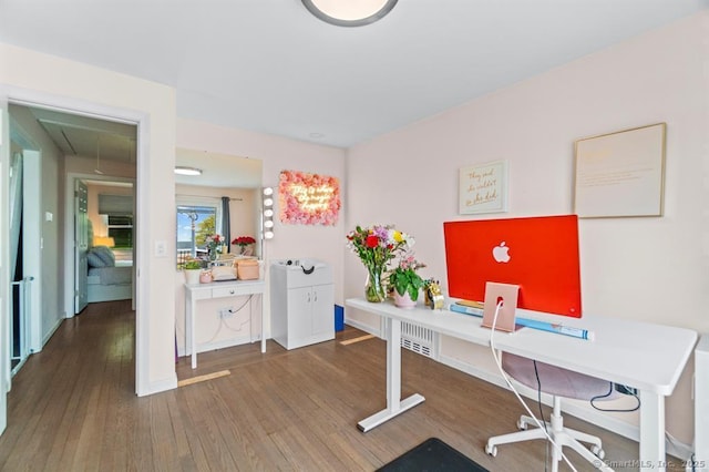 office area featuring dark hardwood / wood-style floors