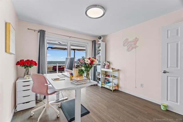 office area featuring hardwood / wood-style flooring