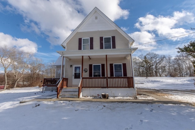 view of front of property featuring covered porch