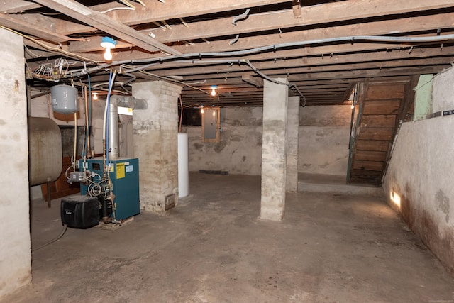 basement with electric panel