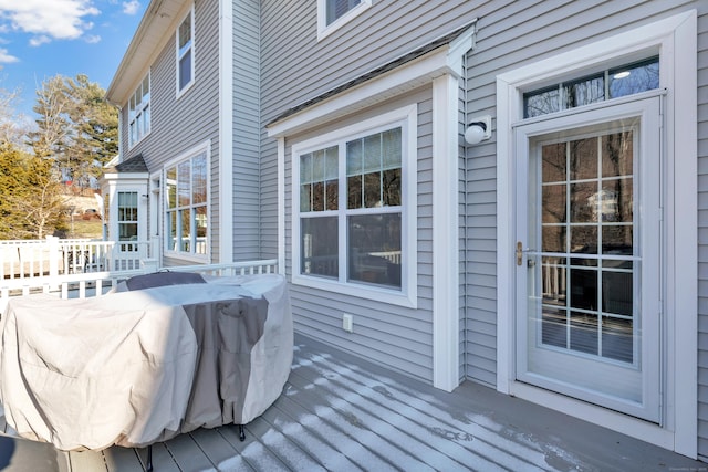 deck featuring grilling area