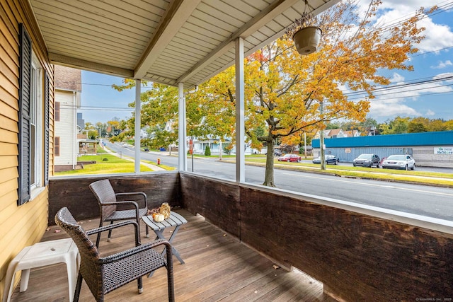 deck with covered porch