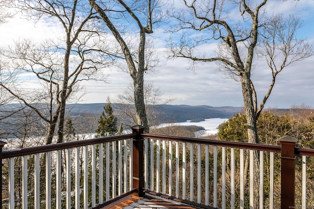 deck featuring a mountain view