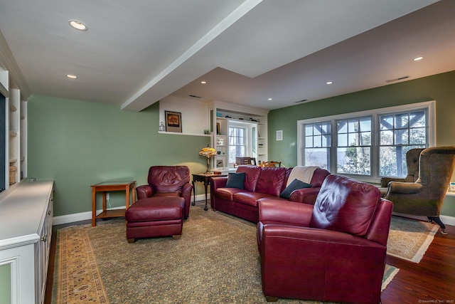 living room with hardwood / wood-style flooring