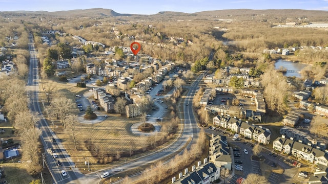 birds eye view of property featuring a mountain view