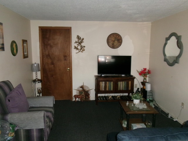 living room with a textured ceiling