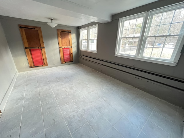 empty room with a baseboard radiator and plenty of natural light