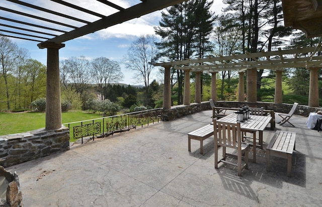 7 Old Depot Rd, Chester, CT 06412 - view of patio featuring a pergola and outdoor dining area