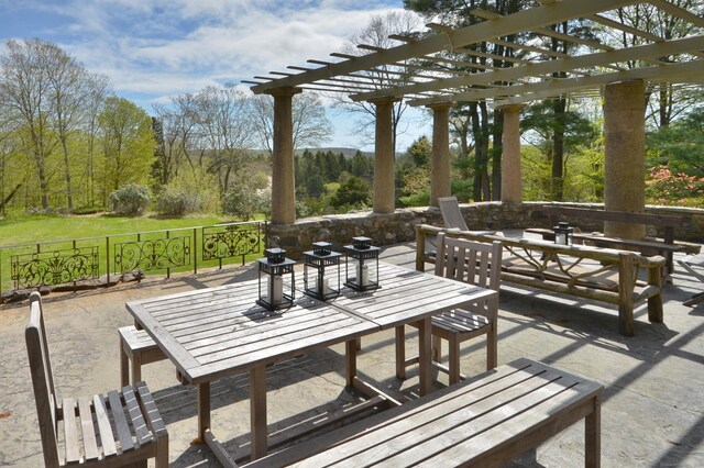 7 Old Depot Rd, Chester, CT 06412 - view of patio with a pergola and an outdoor hangout area