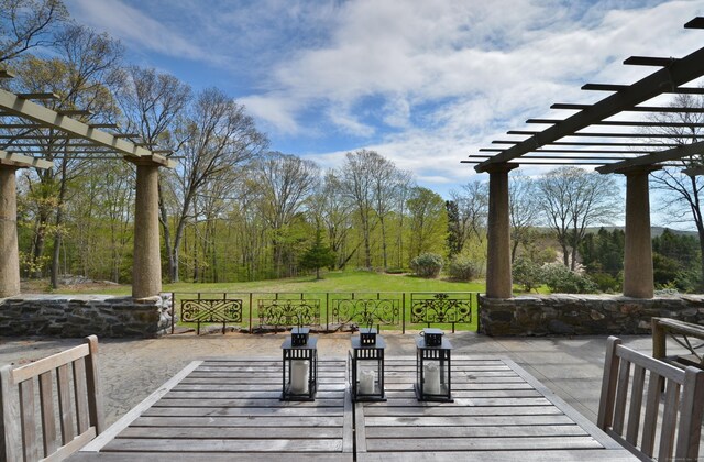 7 Old Depot Rd, Chester, CT 06412 - deck featuring a pergola and a patio area