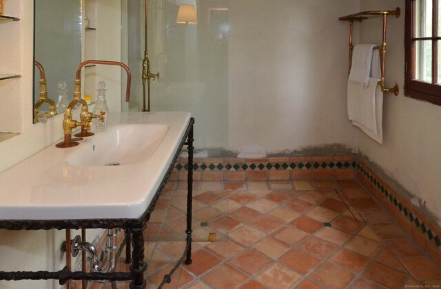 7 Old Depot Rd, Chester, CT 06412 - bathroom with a sink and tile patterned floors