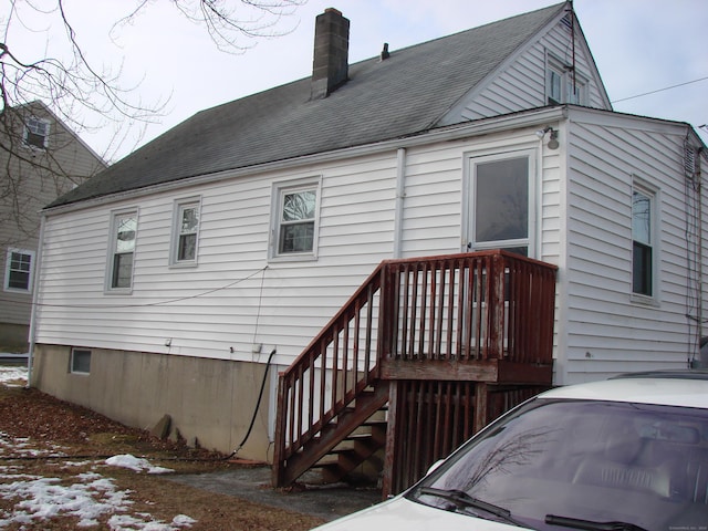 view of snow covered property