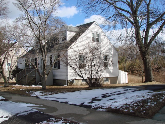 view of snow covered exterior