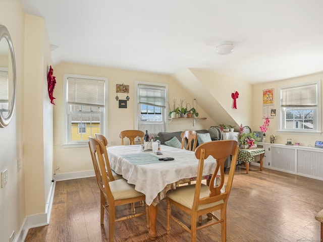 dining area featuring dark hardwood / wood-style flooring