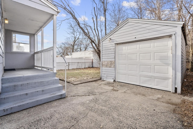 view of garage