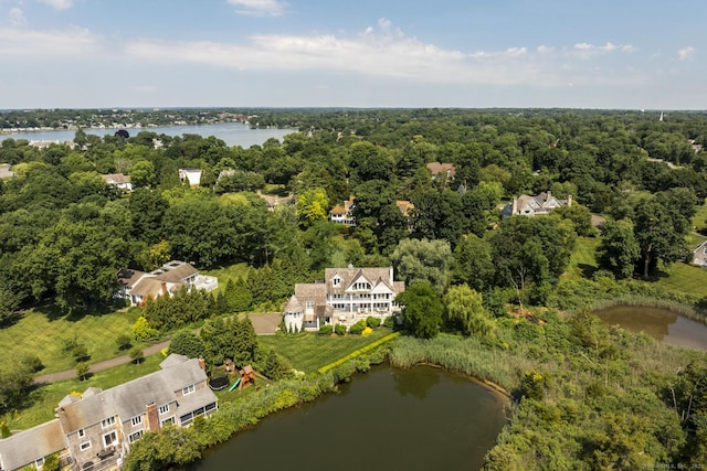 bird's eye view featuring a water view