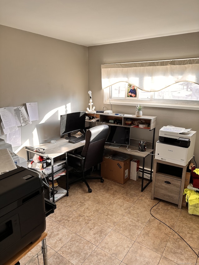 tiled office with baseboard heating