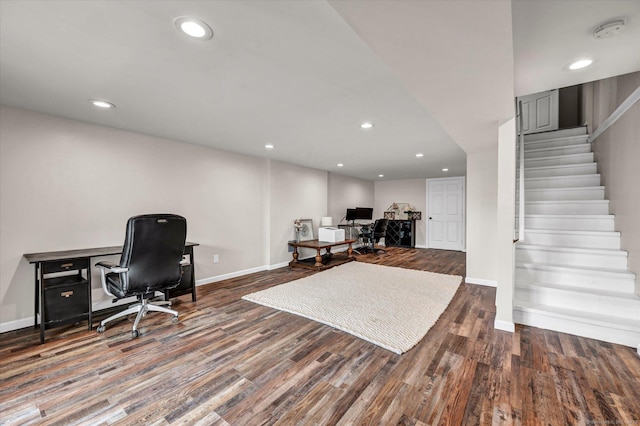 office area featuring dark hardwood / wood-style flooring