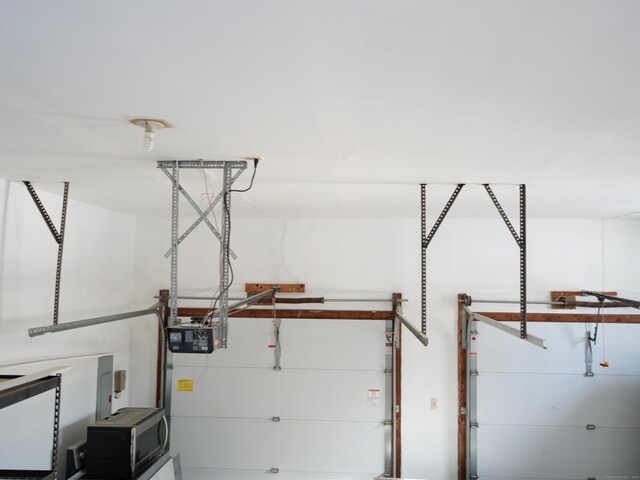 garage with a garage door opener