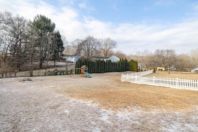 view of yard with a playground