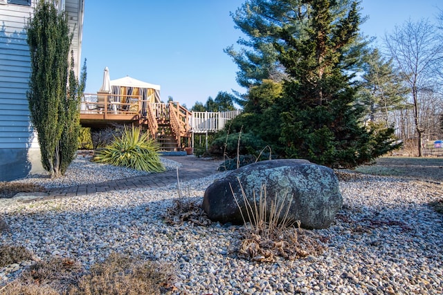 view of yard featuring a deck