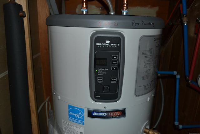 utility room with water heater