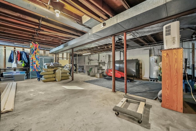 basement featuring water heater