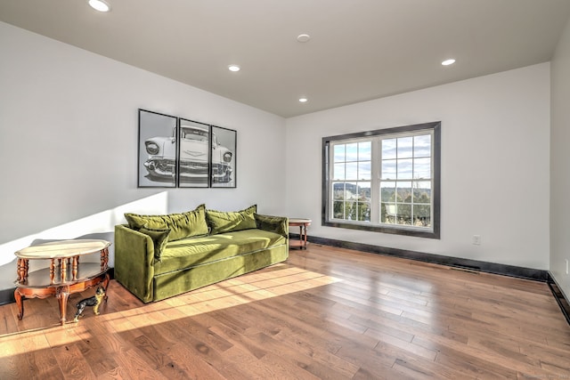 living room with light hardwood / wood-style flooring