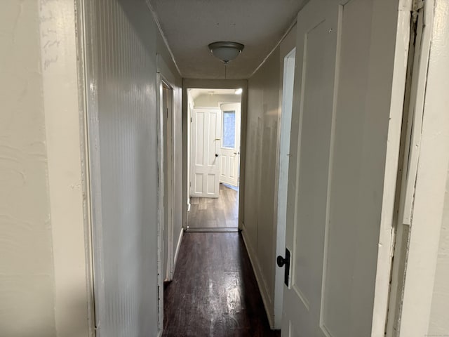 hallway featuring dark hardwood / wood-style flooring