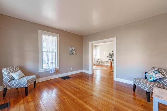 living area featuring light wood-type flooring