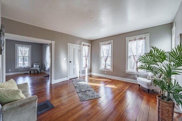 foyer entrance featuring dark wood-type flooring