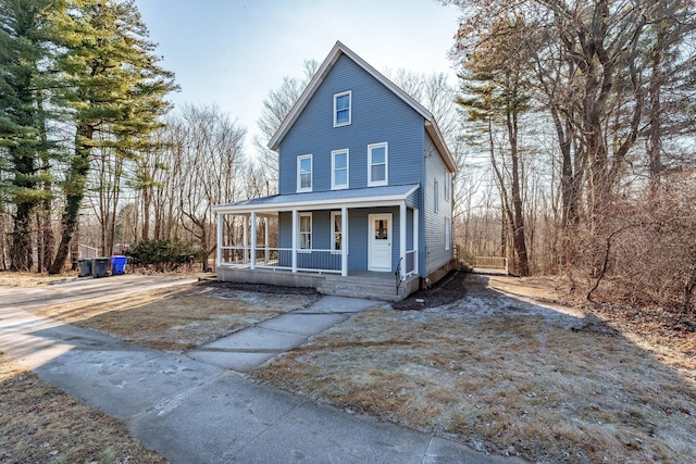 view of front of home featuring covered porch