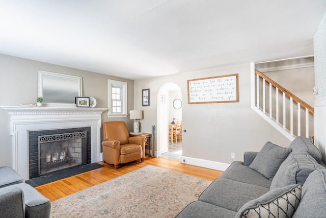 living room with wood-type flooring