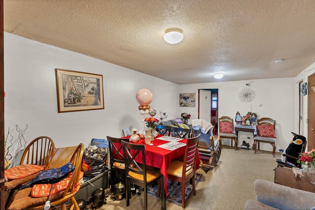 dining room with a textured ceiling